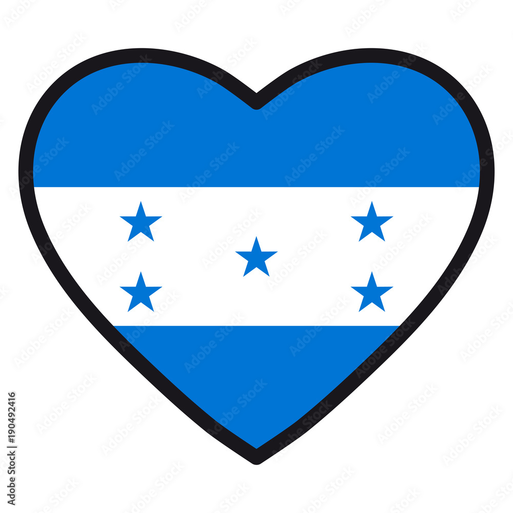 Flag of Honduras in the shape of Heart with contrasting contour, symbol of love for his country, patriotism, icon for Independence Day. Flag of Honduras in the shape of Heart with contrasting contour, symbol of love for his country, patriotism, icon for Independence Day.