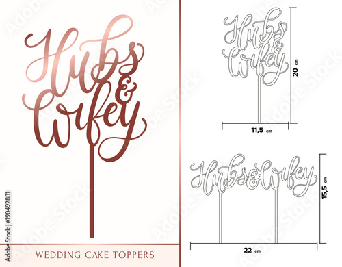 Hubs and wifey hand drawn lettering with bow tie and lashes. Vector illustration for couple mugs, t-shirts, sweaters, pillows, case etc.