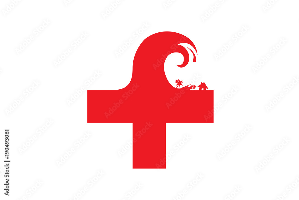 Obraz premium Illustration symbol for Tsunami Aid.
