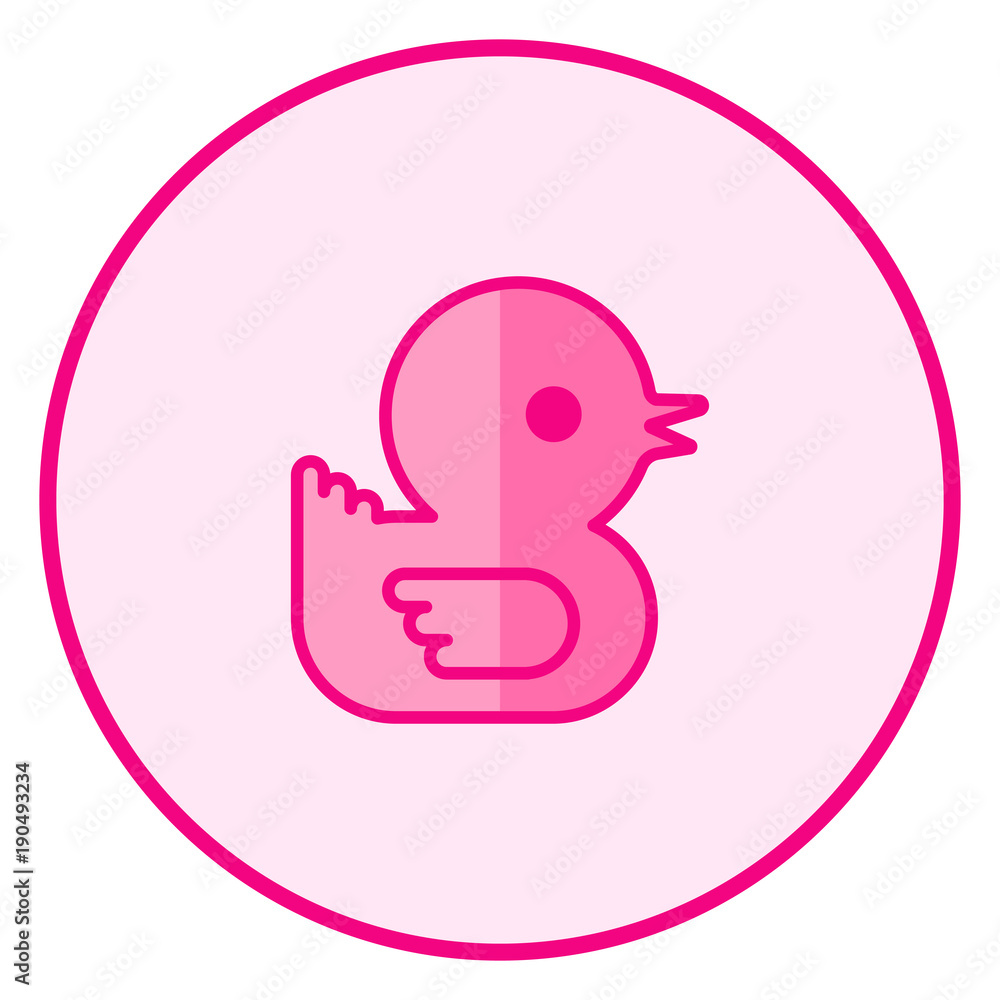Duck. Pink baby icon on a white background, line art vector design. Duck. Pink baby icon on a white background, line art vector design.