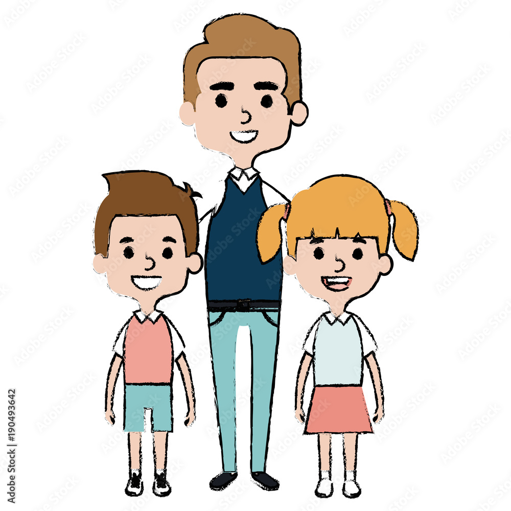cute father with kids avatars characters vector illustration design cute father with kids avatars characters vector illustration design