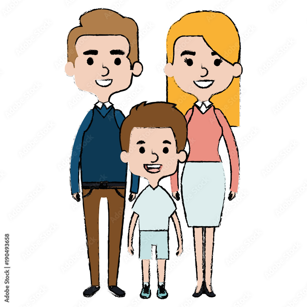 cute mother and father with son vector illustration design cute mother and father with son vector illustration design