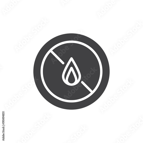 No expose flammable liquids icon vector, filled flat sign, solid pictogram isolated on white. No fire symbol, logo illustration.