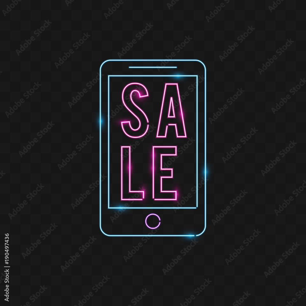 Retro sale neon sign. Vector illustration