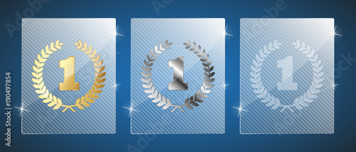 Glass trophy awards. Vector illustration. Three variant