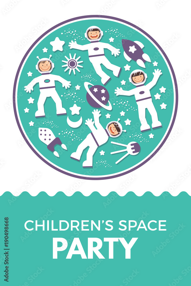 Vector illustration Child s Rocket Birthday Party. Vector illustration Child s Rocket Birthday Party.
