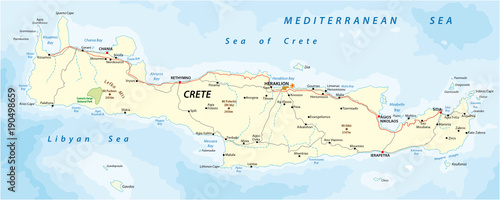 vector street map of greek mediterranean island crete