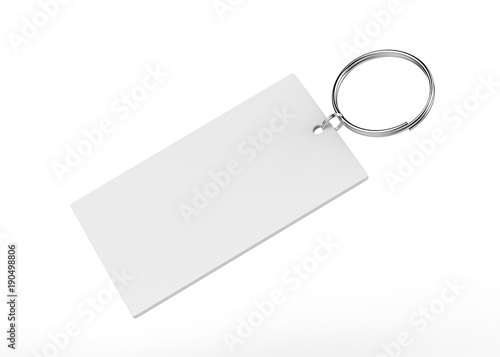 Key chain mock up on isolated white background, 3d illustration photo