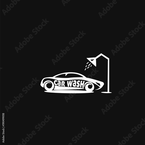 minimal logo of white car wash on black background vector illutration