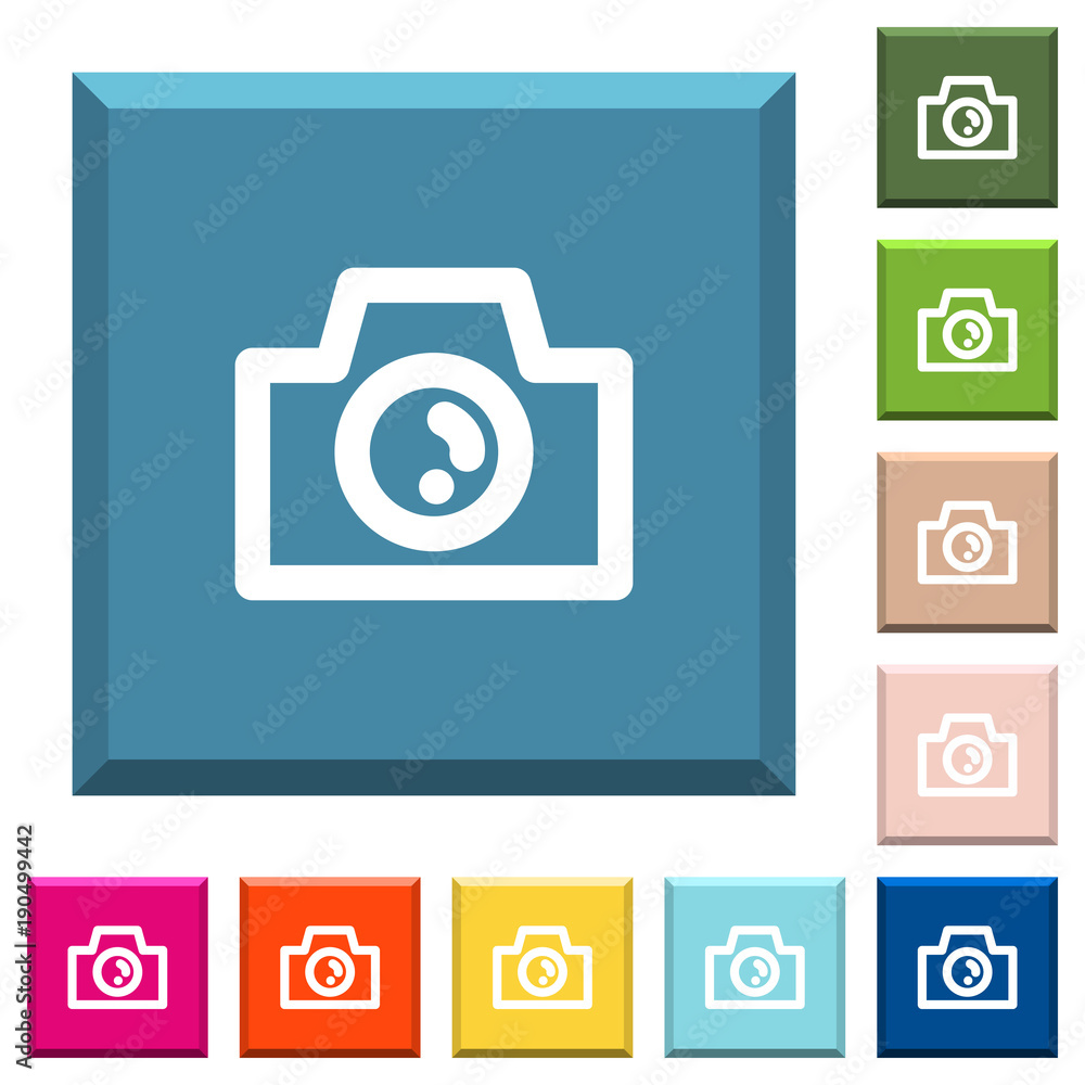 Camera white icons on edged square buttons Camera white icons on edged square buttons