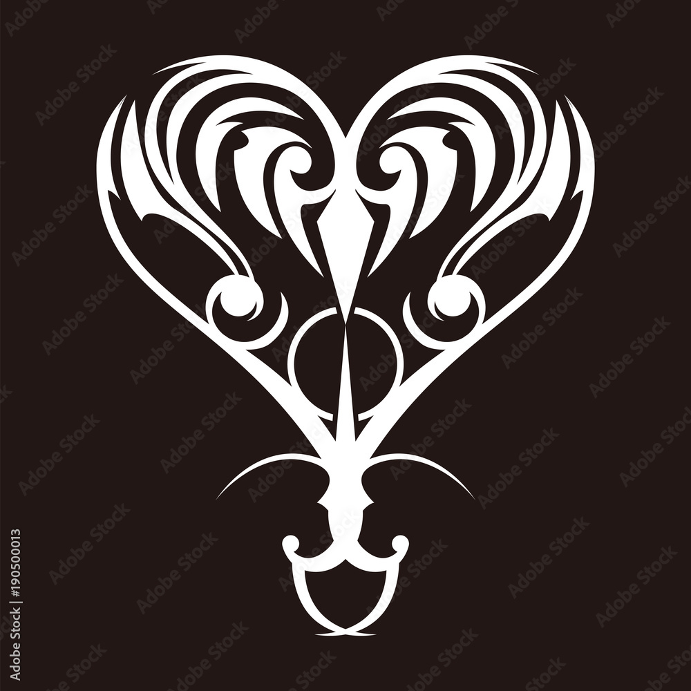 トライバルデザイン ハートのデザイン タトゥー ステッカー用 Stock Vector Adobe Stock