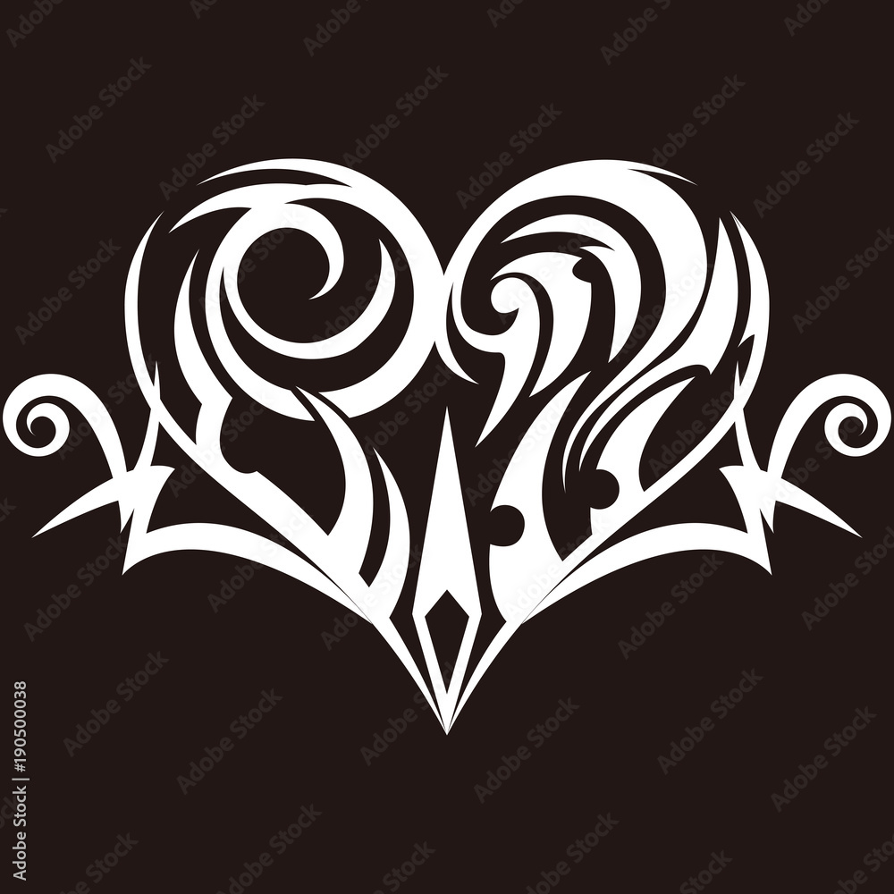 トライバルデザイン ハートのデザイン タトゥー ステッカー用 Stock ベクター Adobe Stock