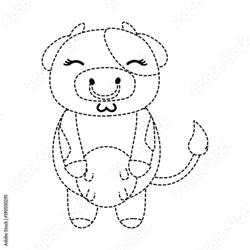 dotted shape cute and shy cow wild animal