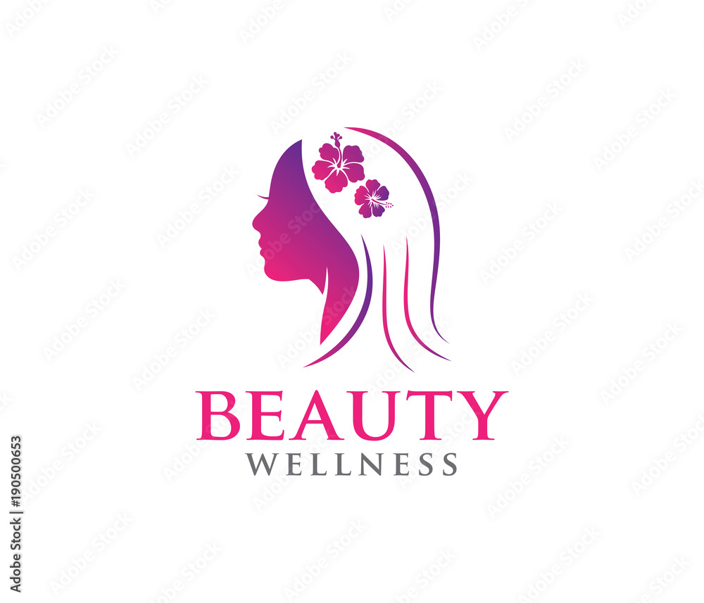 vector logo design illustration for beauty women wellness, beauty salon, yoga class, cosmetic makeup