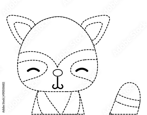dotted shape adorable and shy raccoon wild animal