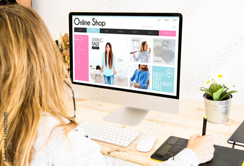 freelance girl designing online shop