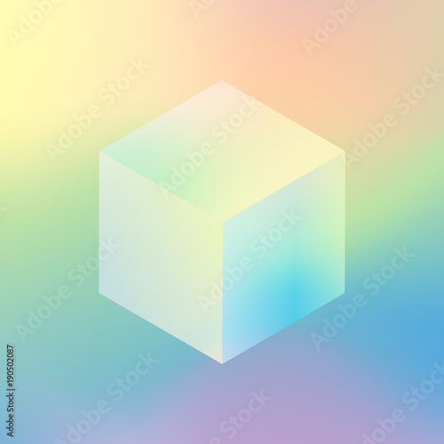 Isometric cube on soft color background