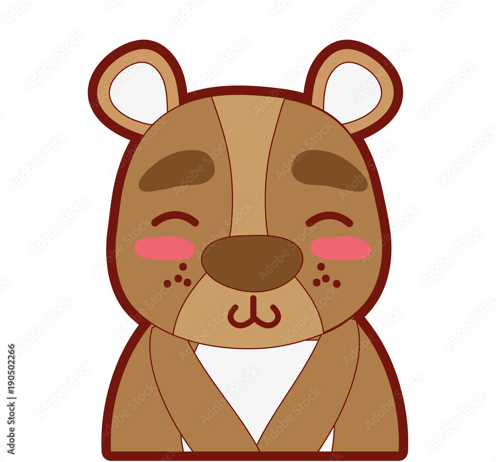 line color adorable and shy bear wild animal Stock Vector | Adobe Stock