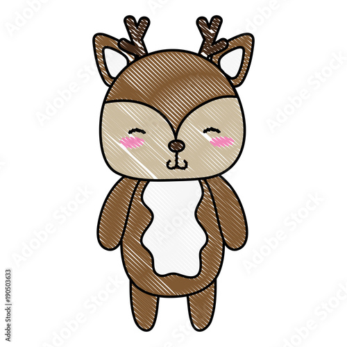 grated cute and shy deer wild animal