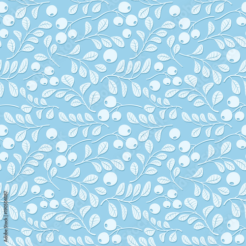 light blue floral pattern with shadow - seamless vector
