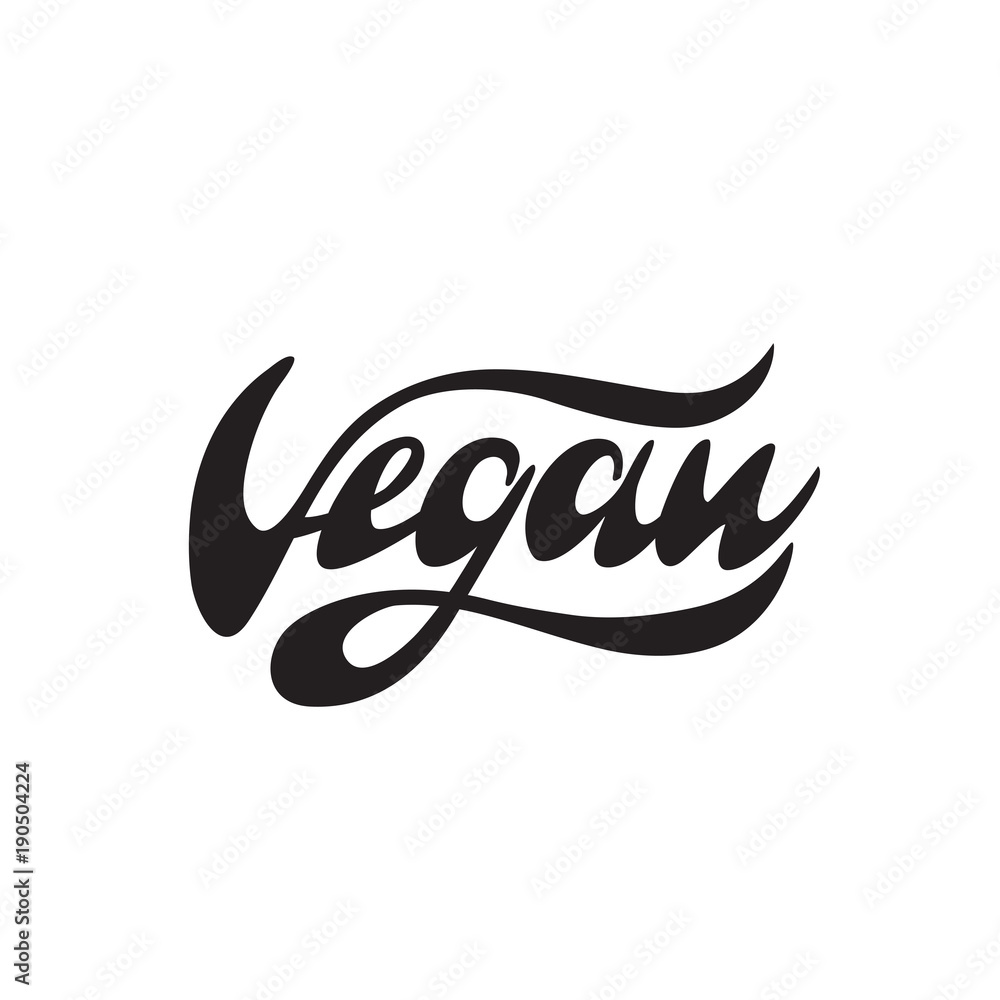 Vector illustration with lettering Vegan. Vector illustration with lettering Vegan.