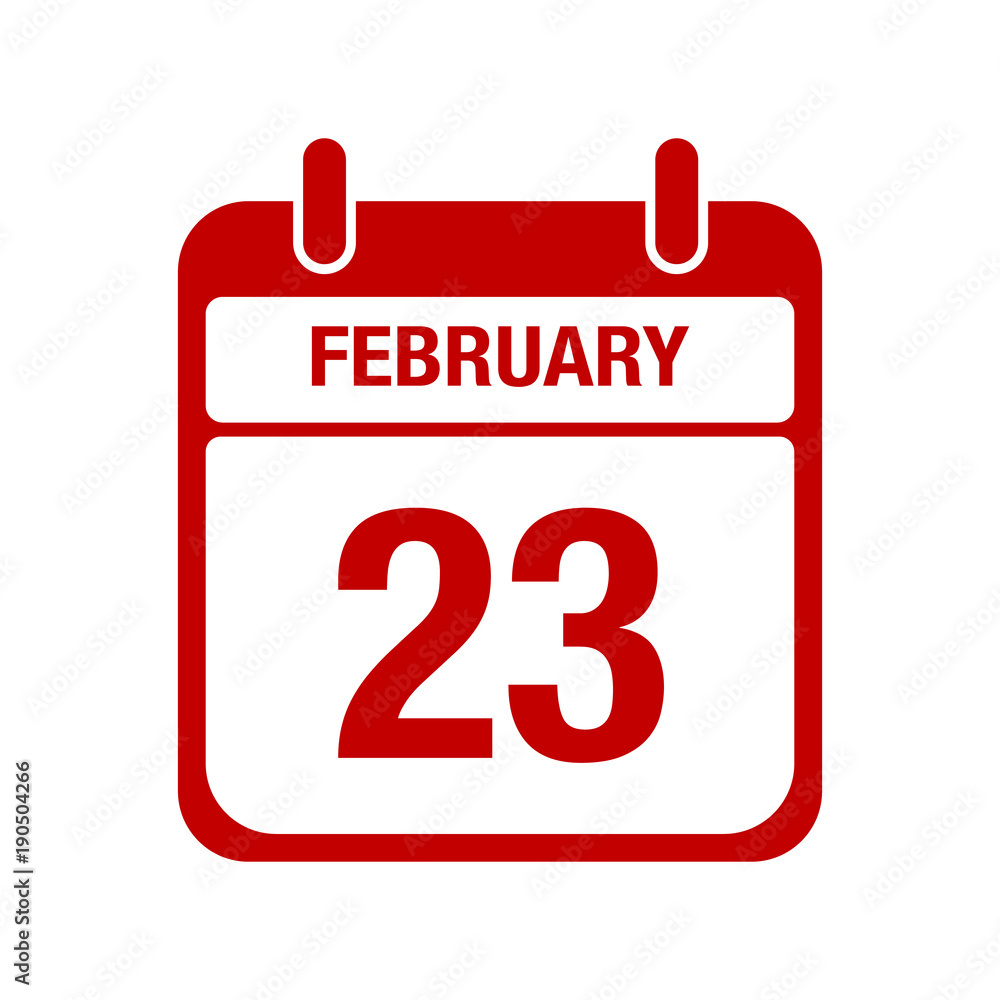 23 February calendar red icon. twenty three 23 February calendar red icon. twenty three