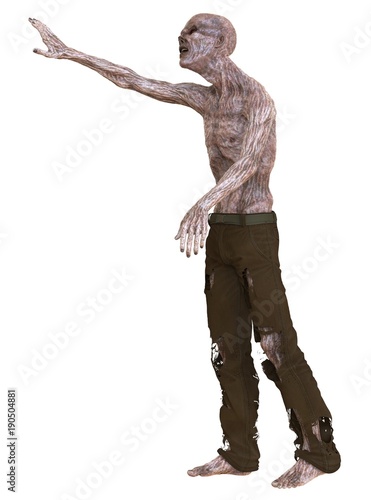 Fényképezés Zombie 3D illustration isolated on white background