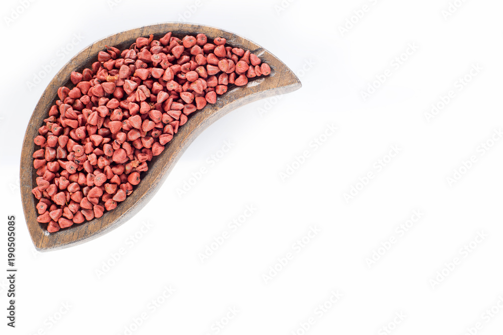 Seeds of achiote (Bixa orellana)