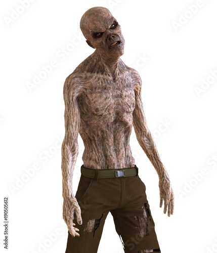 Zombie 3D illustration isolated on white background
