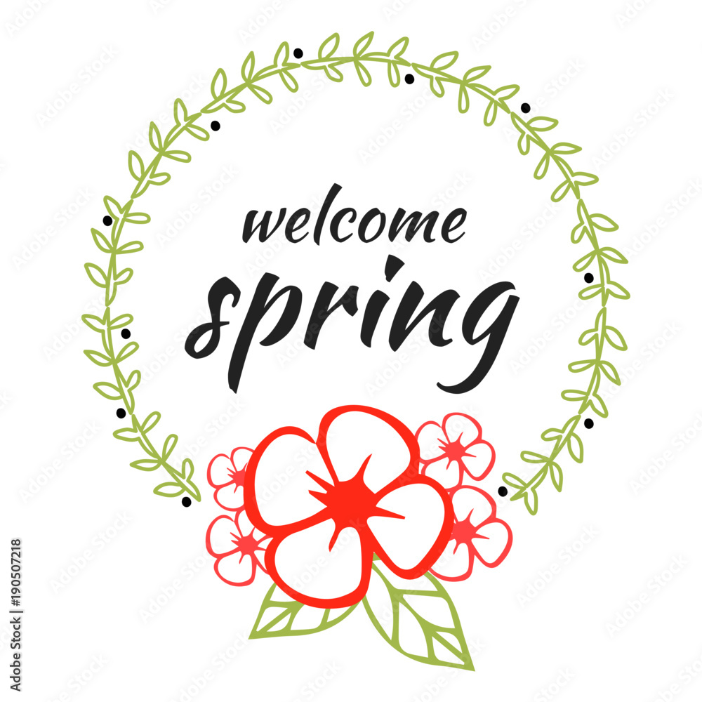 Obraz premium Welcome Spring floral ornament wreath 