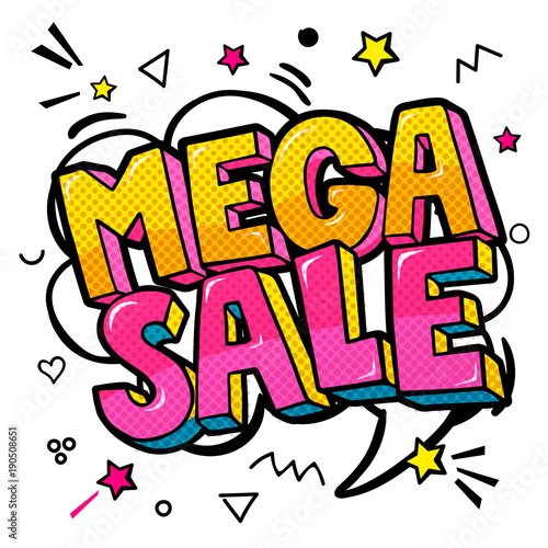 Mega Sale Message in pop art style
