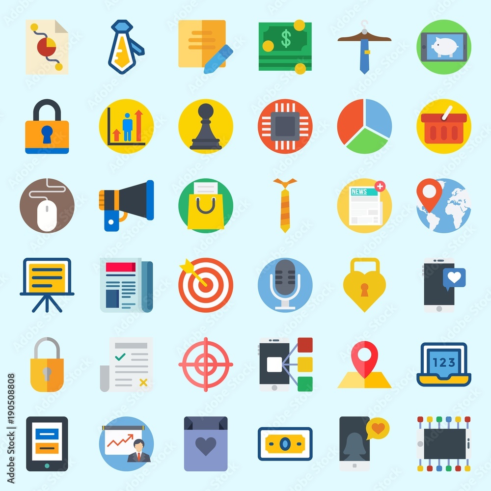 Icons set about Digital Marketing with tie, mouse, profits, location, money and tablet Icons set about Digital Marketing with tie, mouse, profits, location, money and tablet