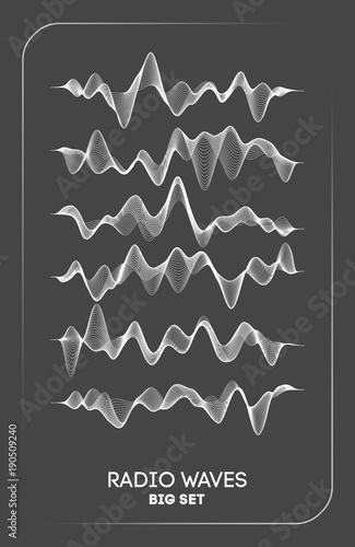 Radio waves vector. Radio frequency identification. Wireless communication. Sound waves abstract vector illustration