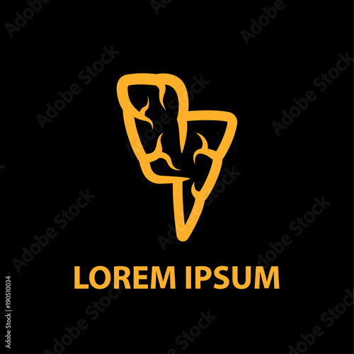 Flash symbol with the brain texture. Lightning and brain logo template.