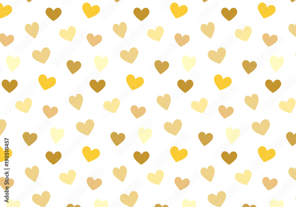 Vector hearts pattern in golden colors palette. Valentine background