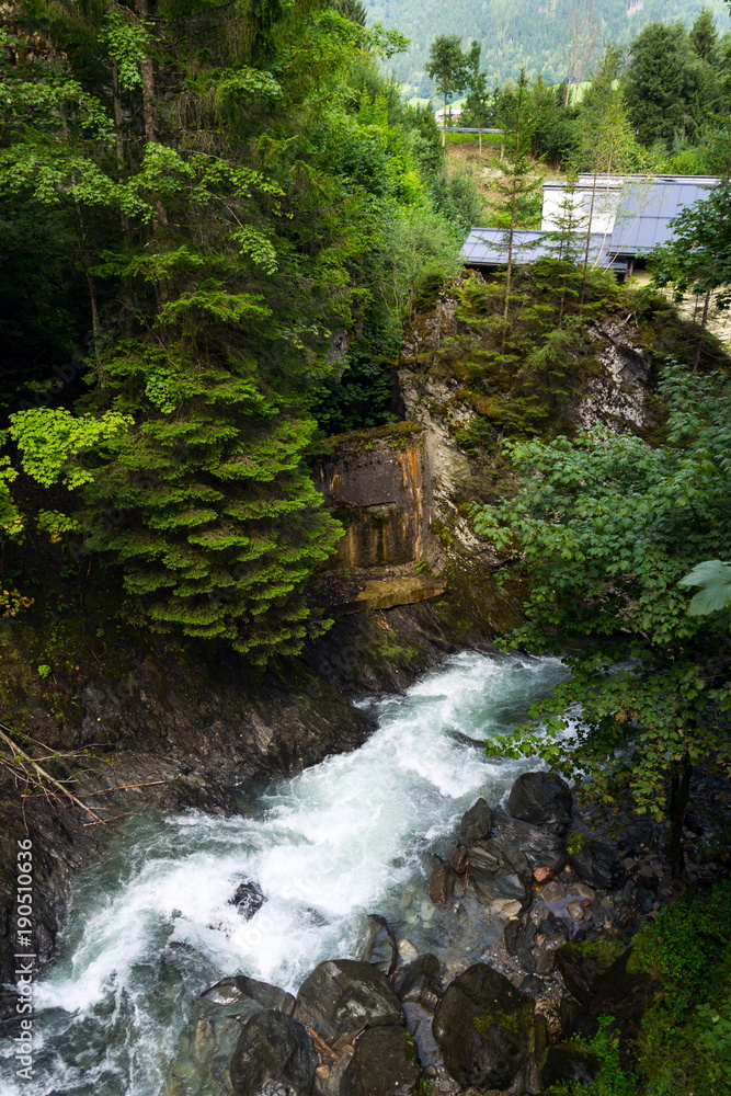 Waterfall on Talbach creek trail from Schladming to Untertal, Austria