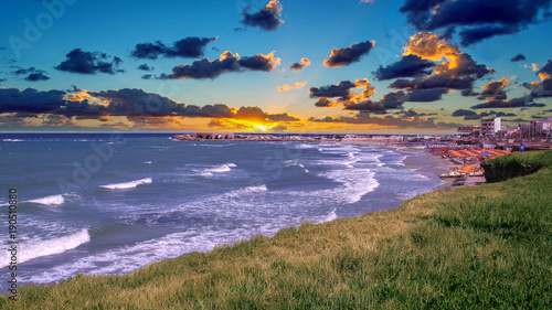 Quadro su tela San Foca e il suo litorale al tramonto - panorama del Salento (Puglia)