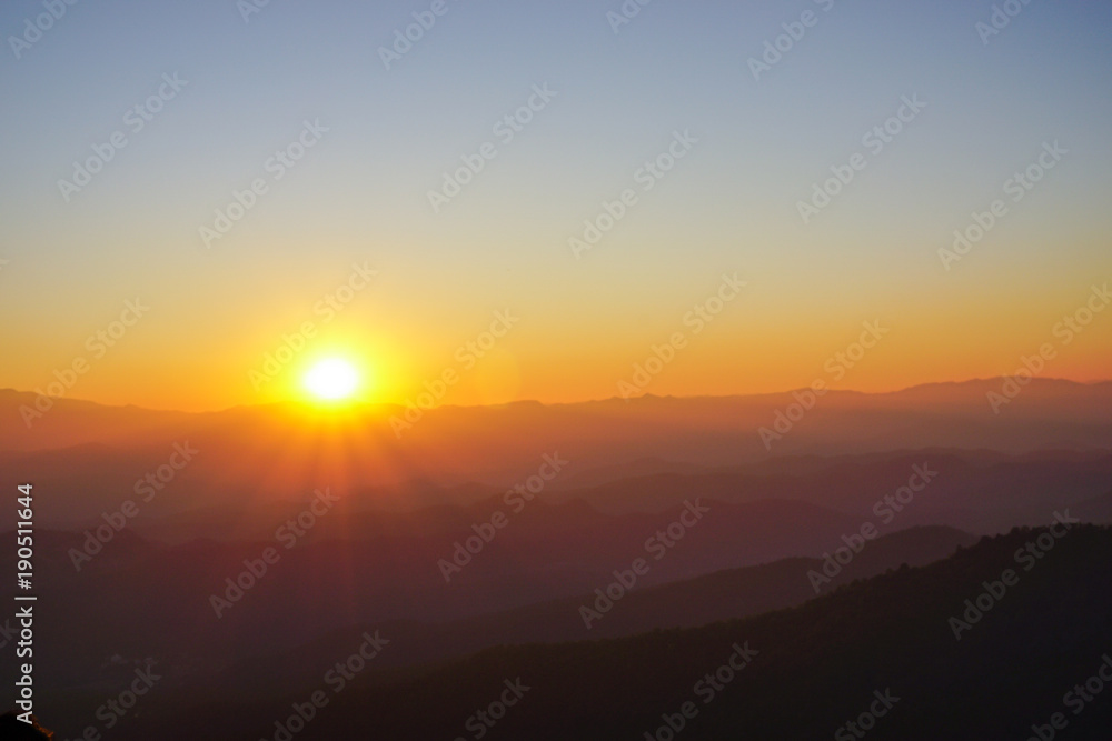 Sunset in the mountains at Doi Pui View Point, Chiang Mai, Thailand Sunset in the mountains at Doi Pui View Point, Chiang Mai, Thailand