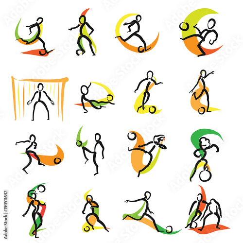 16 Soccer Doodle Icons Set