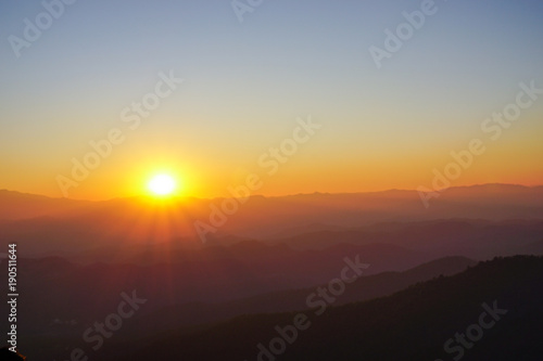 Sunset in the mountains at Doi Pui View Point, Chiang Mai, Thailand © Raluca