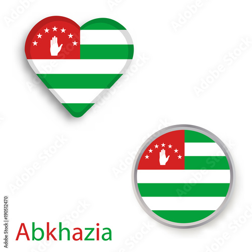 Heart and circle symbol with flag of Abkhazia.