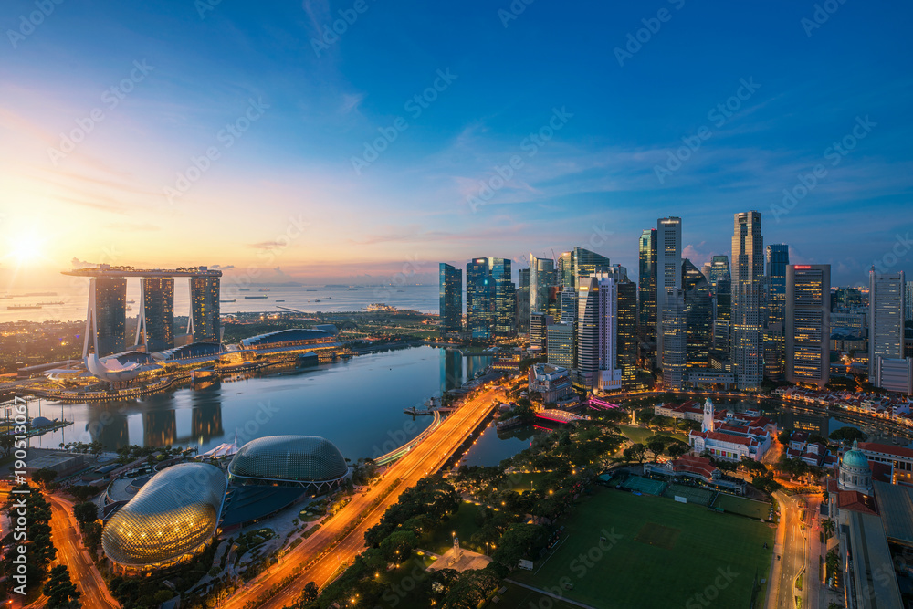 Singapore business district - obrazy, fototapety, plakaty 