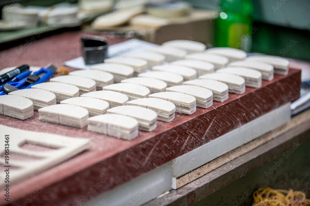 Various moulds used in shoe production line Various moulds used in shoe production line