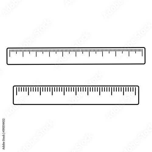 Set of rulers, outline design. Vector illustration
