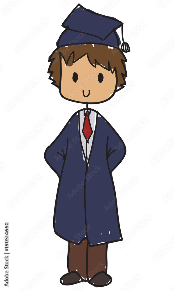 Doodle style graduated student isolated on a white background