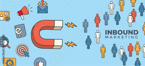 Inbound Header With Magnet Attracting new Leads and Generating Income with the Inbound Marketing