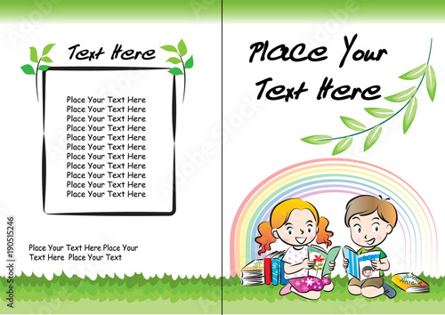 kids reading with book cover design