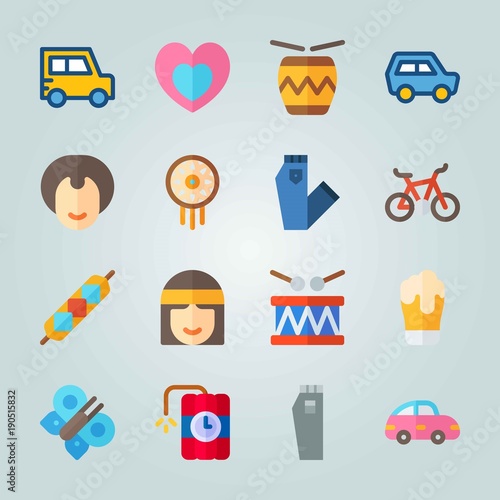 Icon set about Hippies. with dream catcher, clock bomb and bomb