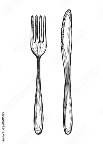 sketch fork and knife cutlery