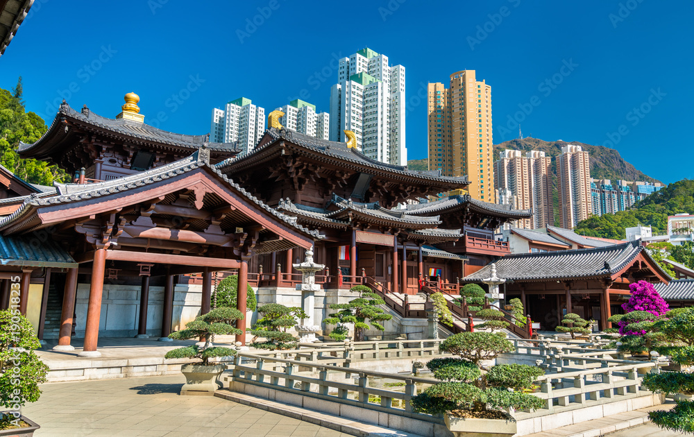 Chi Lin Nunnery, a large Buddhist temple complex in Hong Kong, China Chi Lin Nunnery, a large Buddhist temple complex in Hong Kong, China